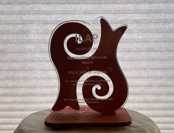 MVFA Receive Advocacy Award (2022) from ILAP Maine.